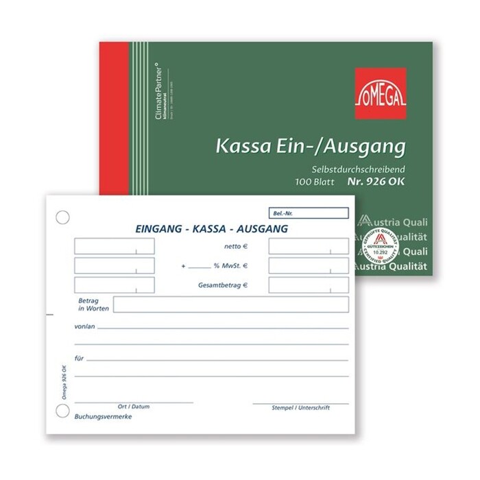 OMEGA Kassaein-/Ausgangsbuch, A6 quer, 100 Blatt