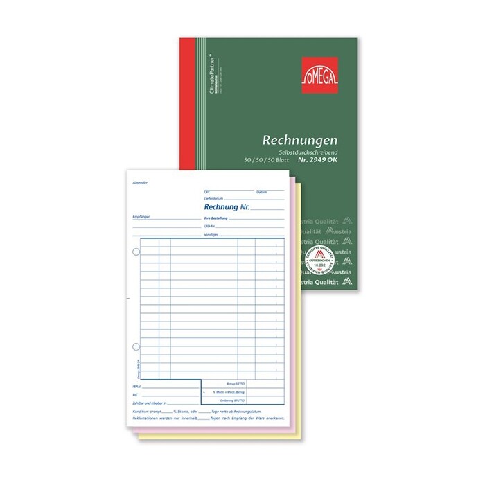 OMEGA Rechnungsbuch, A5 hoch, 3 x 50 Blatt