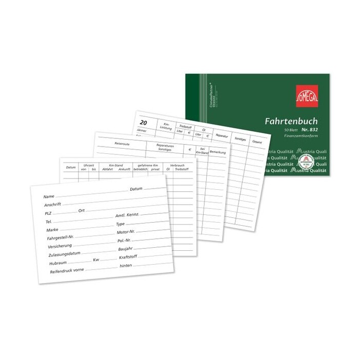 OMEGA Fahrtenbuch, A6 quer, 50 Blatt