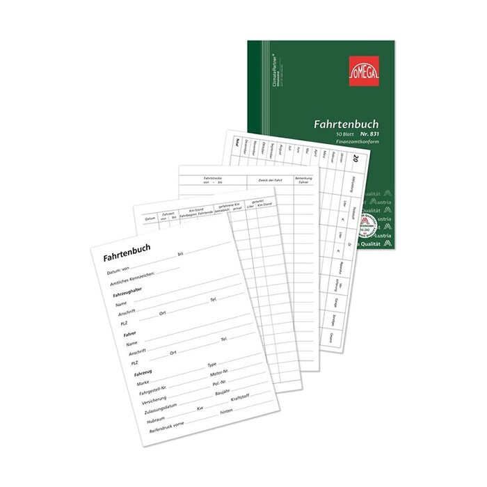 OMEGA Fahrtenbuch, A5 hoch, 50 Blatt