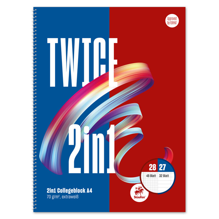 Format Two In One Collegeblock A4, liniert & kariert