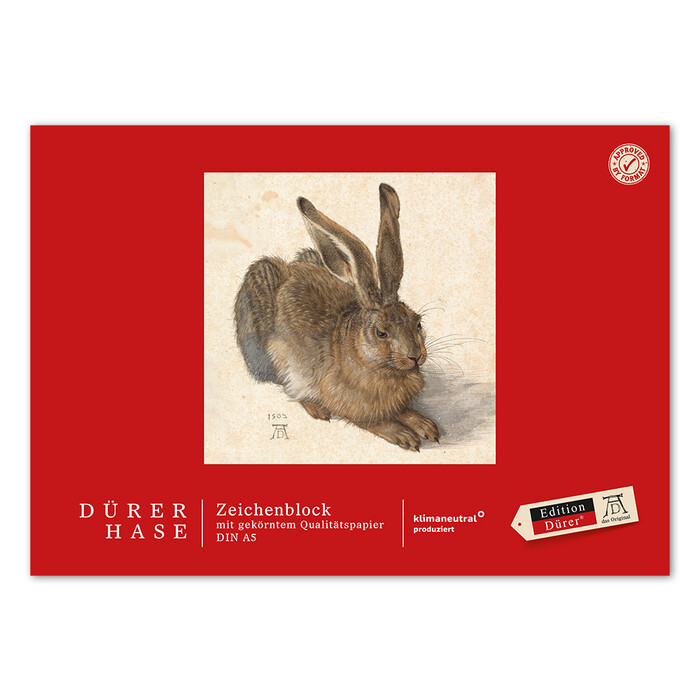 Dürer Hase Original Zeichenblock A5, 18 Blatt, gekörnt
