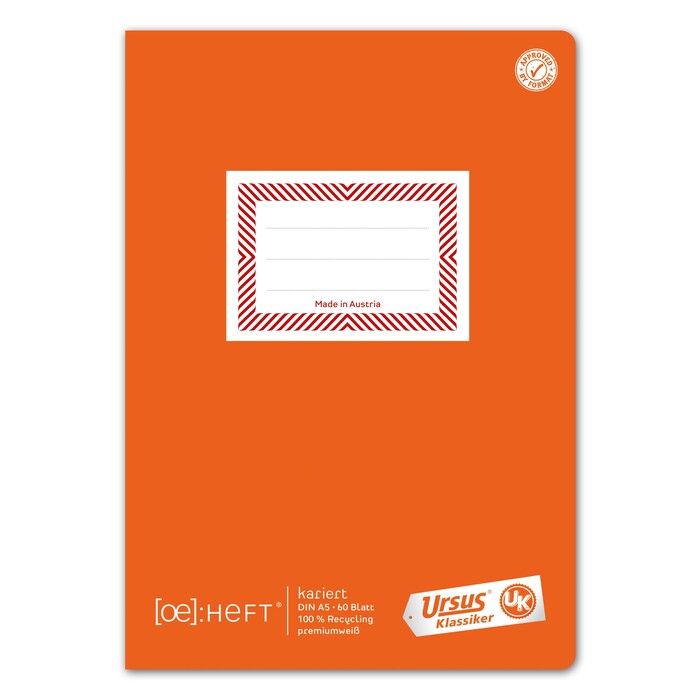 URSUS Schulheft A5 60 Blatt 5 mm kariert ohne Rahmen