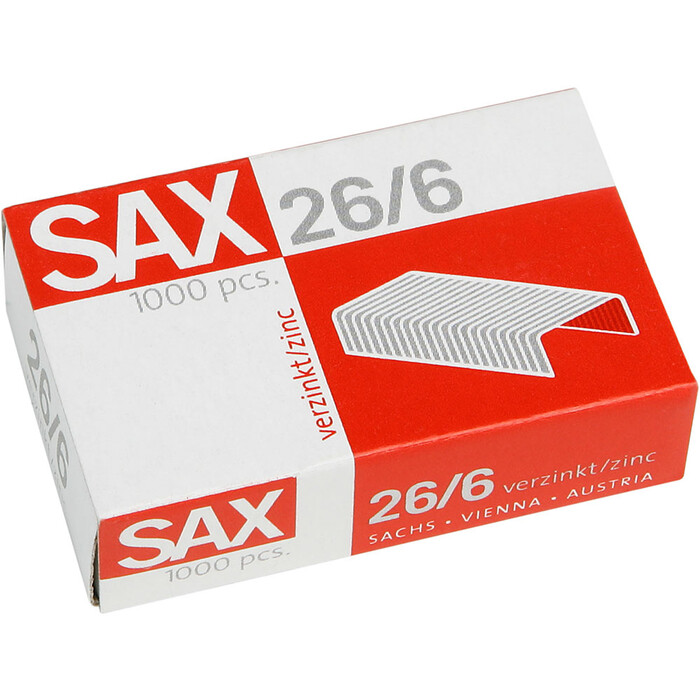 SAX Heftklammern 26/6 aus Zink 1000 Stück