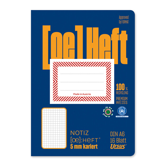 Notizheft A6 16 Blatt 5 mm kariert