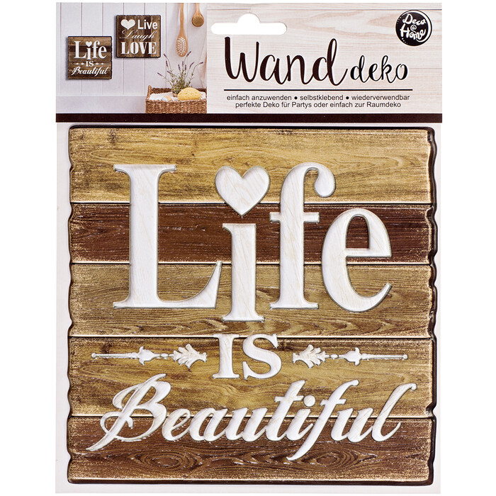 Sticker Wanddeko Life is beautiful 18 x 17,5 cm bunt