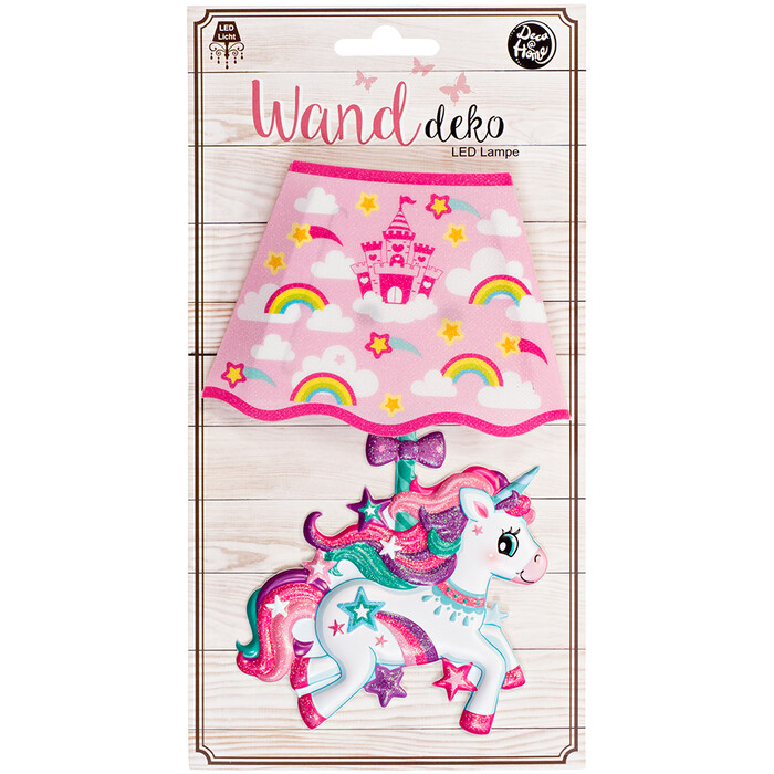 Mini Wandsticker LED-Lampe Einhorn 11,5 x 19 cm selbstklebend