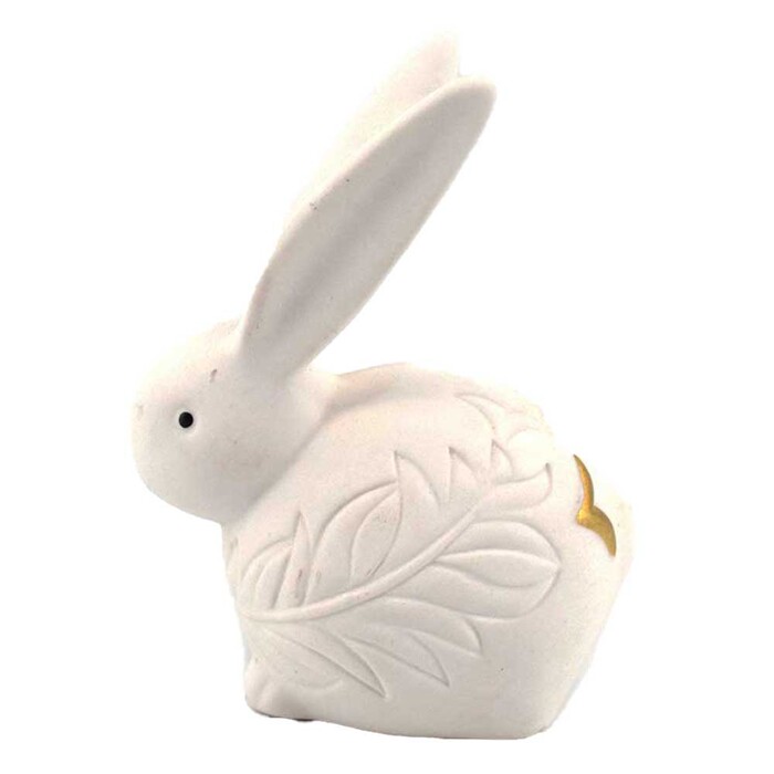 Hase mit Kleeblatt 8 cm weiß