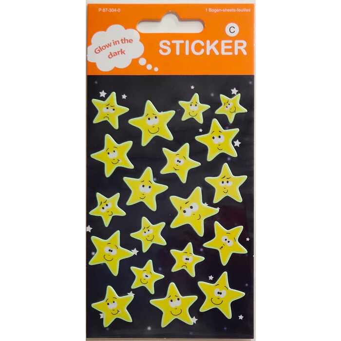 Stickerset Sterne Smiley 1 Bogen gelb
