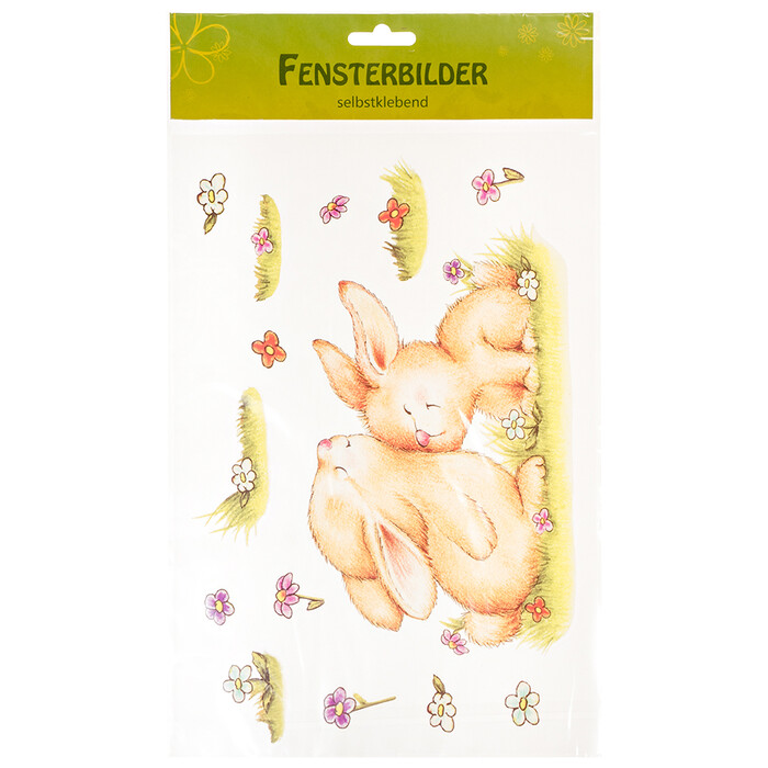 Fensterbild Schmusehasen 20 x 29,5 cm bunt