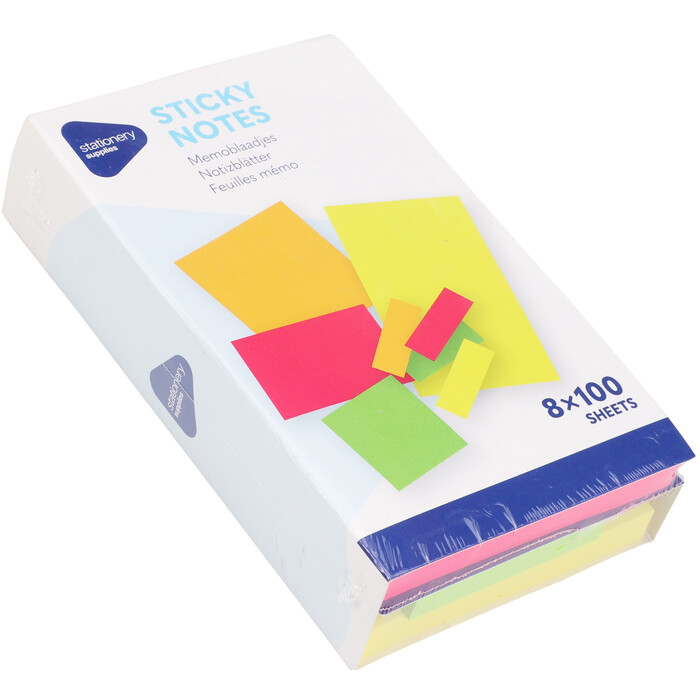 Haftnotizen-Set 8 x 100 Blatt gelb/orange/pink/grün