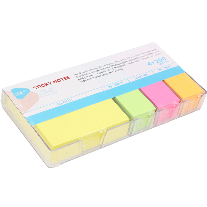Haftnotizen-Box 4-teilig gelb/grün/rosa/orange