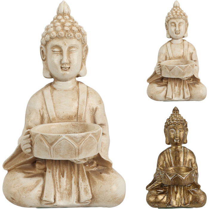 Teelichthalter Buddha 1 Stück 2-fach sortiert