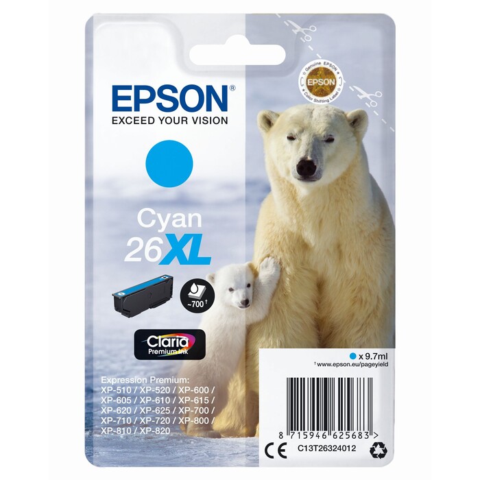 Epson Claria Premium Ink Nr.26XL cyan