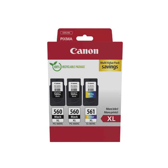 CANON PG560XL/CL561XL Tinte Multi Value Pack 2x black XL/ 1x color XL