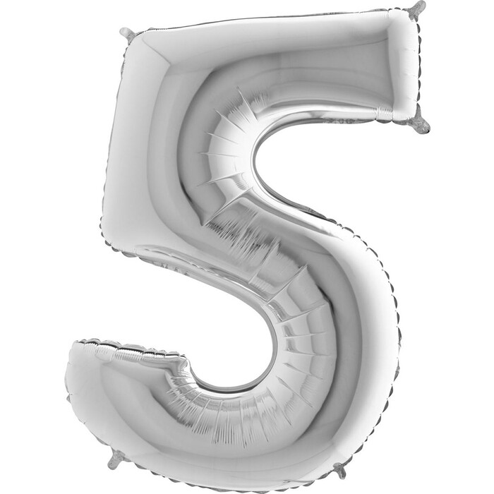 Zahlenballon 5 silber
