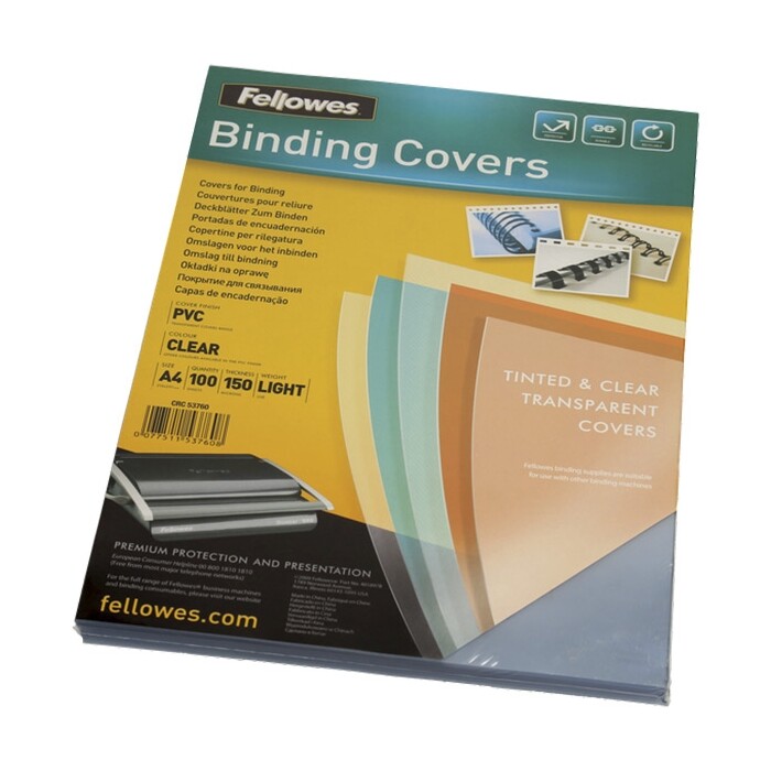 Fellowes - Deckblätter Super Clear, extrastarkes Material, 100 Stück, transparent