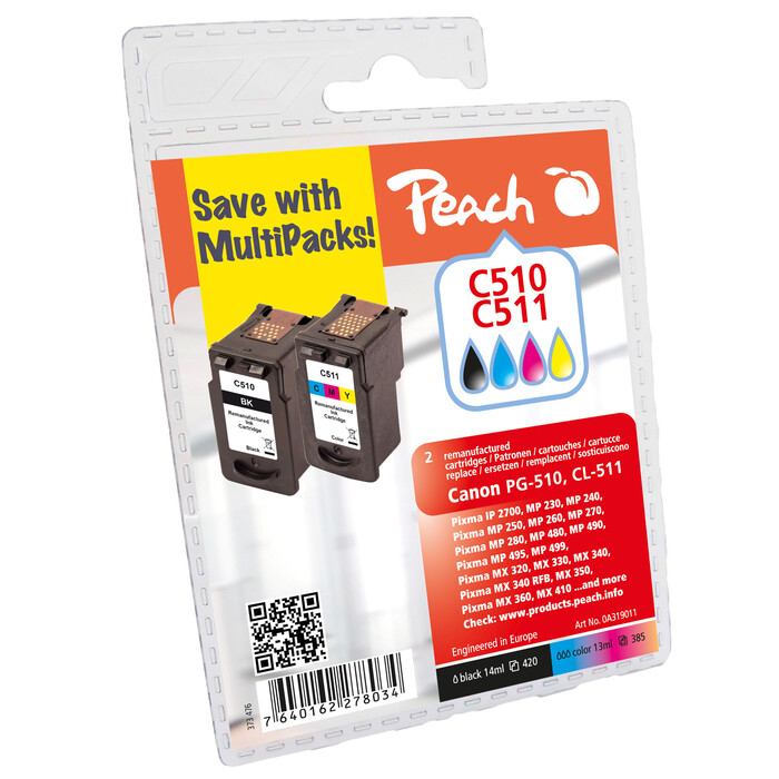 Tinte Peach Canon PG510XL/CL511XL Multipack PI100-220 BLISTER