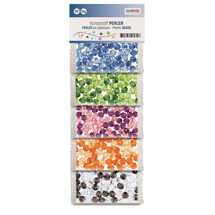 GLOREX Kunststoff Perlen 50 g halb-transparent mehrere Farben