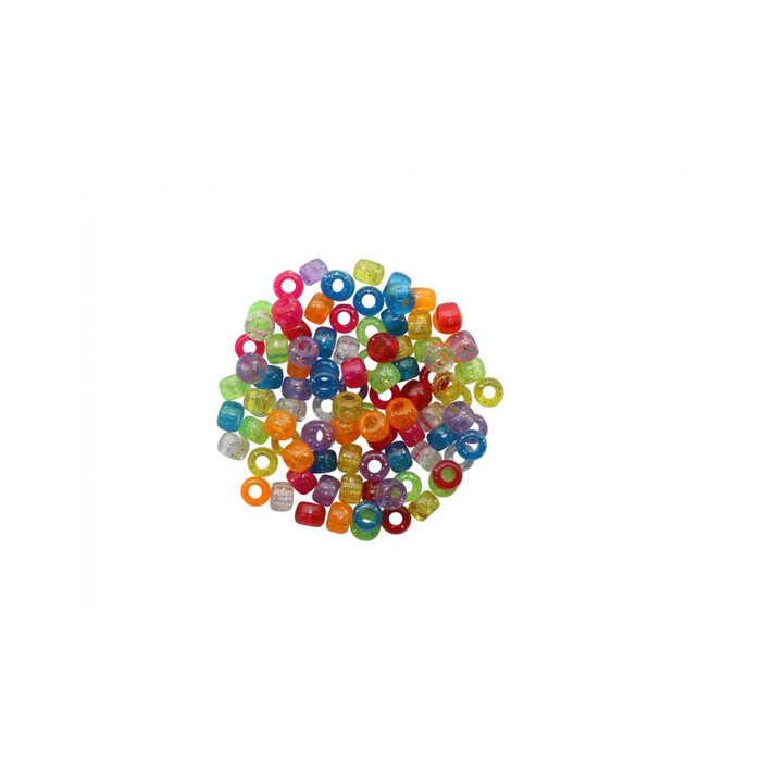 Schmuck-Perlen 6 x 9 mm 25 g Glitter bunt