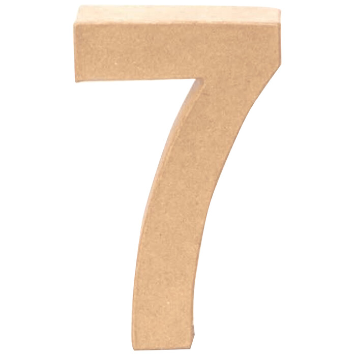 Papp-Zahl 7 17,5 cm natur
