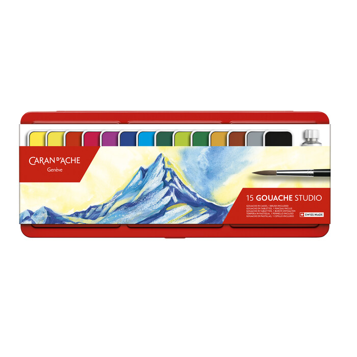 Caran d’Ache Deckfarbkasten - Gouache Studio, in Metallschachtel, 14 Farben