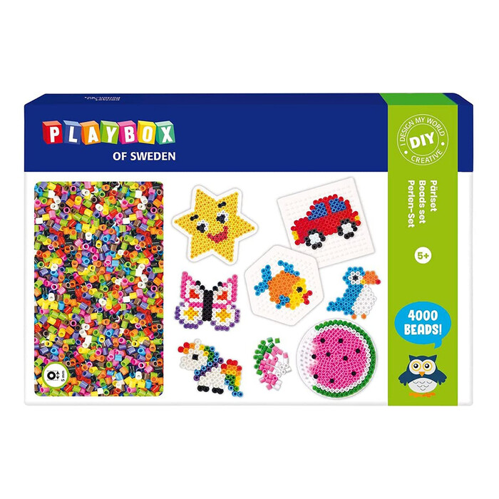 PLAYBOX Bügelperlen-Set mit 4 Steckplatten 4000 Stück mehrfarbig