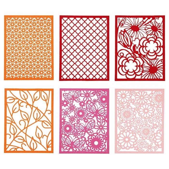 Block aus Karton mit Spitzen-Muster A6 24 Stück orange/rot/rosa