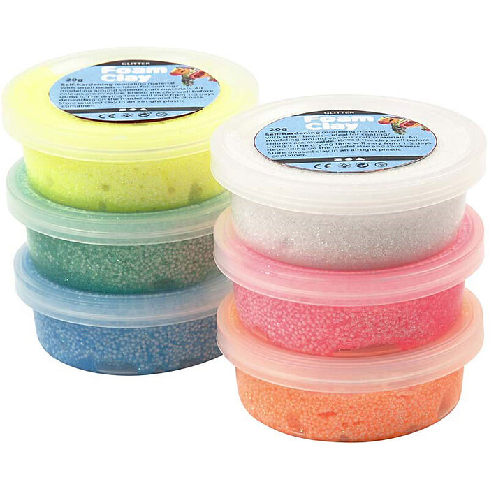 Modellierschaum-Set Foam Clay Glitter 6 Stück mehrere Farben