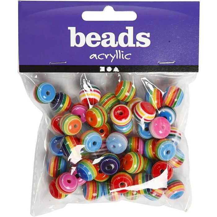 Perlen mit Streifenmuster 55 g Ø 12 mm bunt