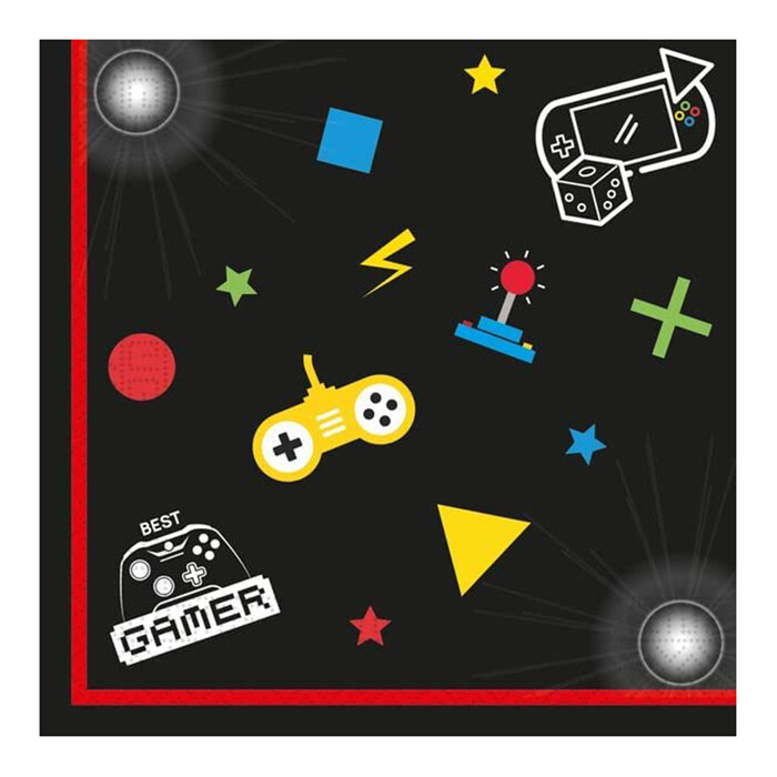 PROCOS Servietten Gaming Party 33 x 33 cm 20 Stück bunt