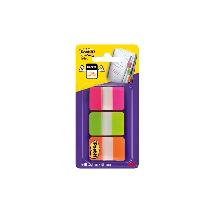 Post-it Haftnotizen - Index strong, 25.4 x 38.1 mm, 3x 12 Blatt, 3-farbig