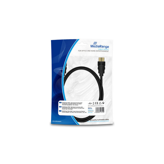 MediaRange HDMI High Speed Anschlusskabel mit Ethernet 1,5m black