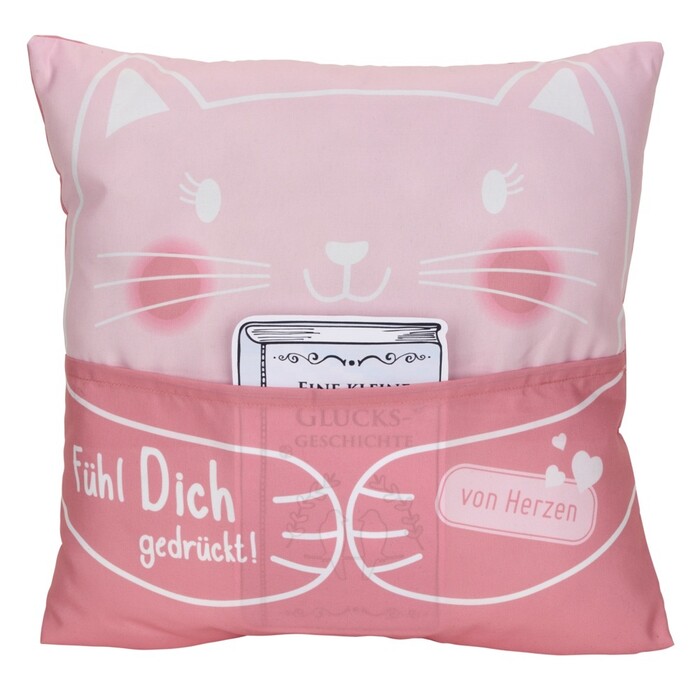 Kissen Kids Katze Umarmung mit 1 Tasche rosa