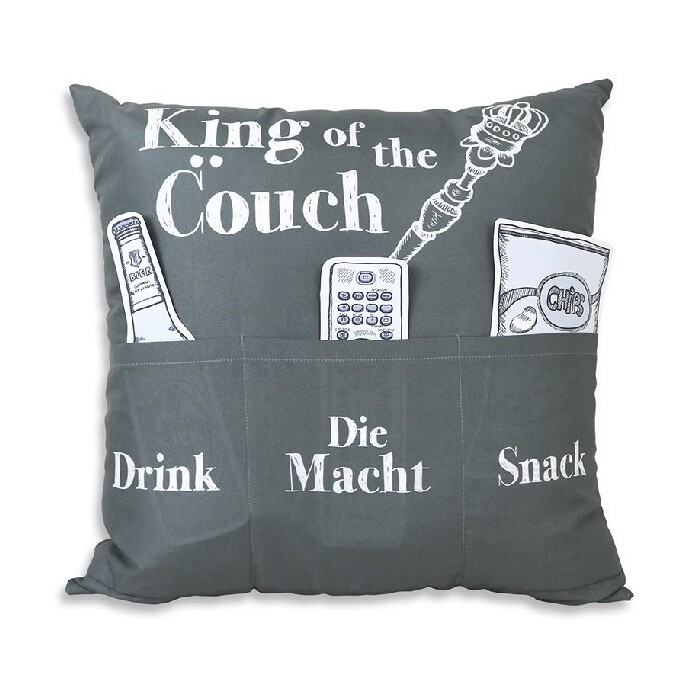 Kissen King of the couch 3 Taschen grau