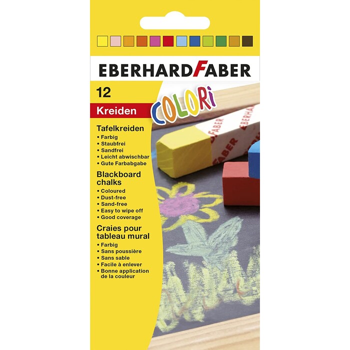 EBERHARD FABER Schultafelkreide 12 Stück mehrere Farben