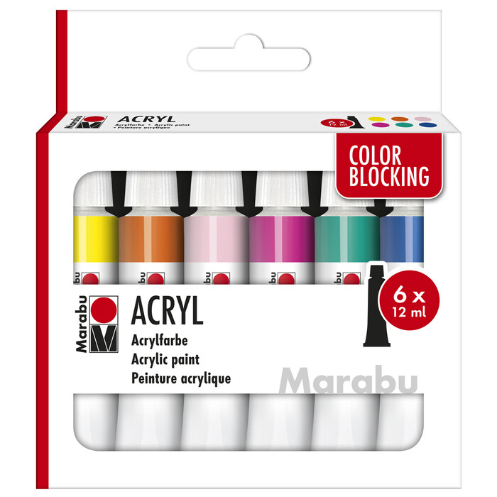 MARABU Acrylfarben-Set Color Blocking 6 x 12 ml