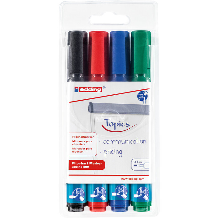 EDDING Flipchartmarker-Set 380 1,5-3 mm 4 Stück mehrere Farben