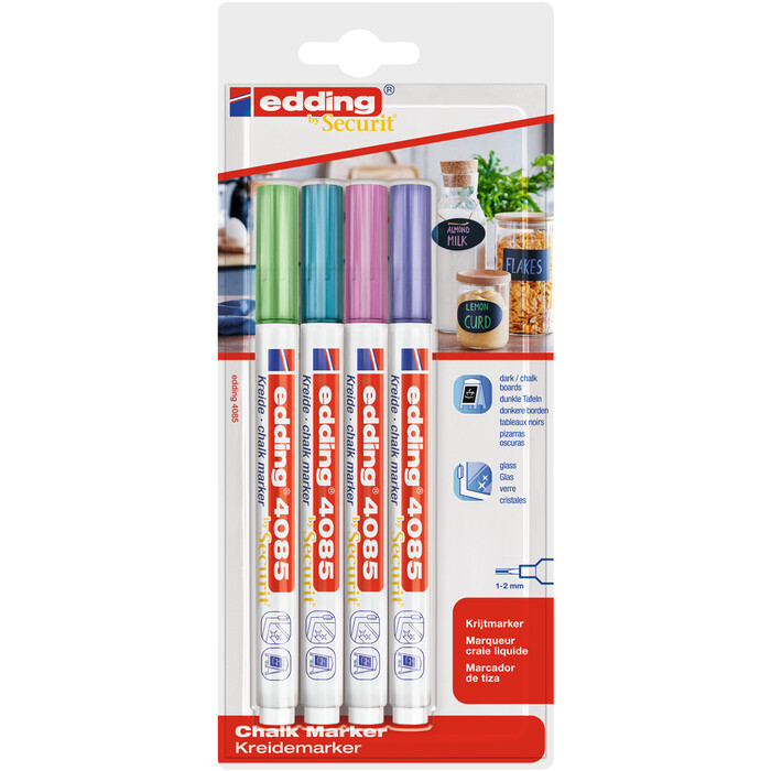 EDDING Kreidemarker-Set 4085 Metallic 1-2 mm 4 Stück mehrere Farben