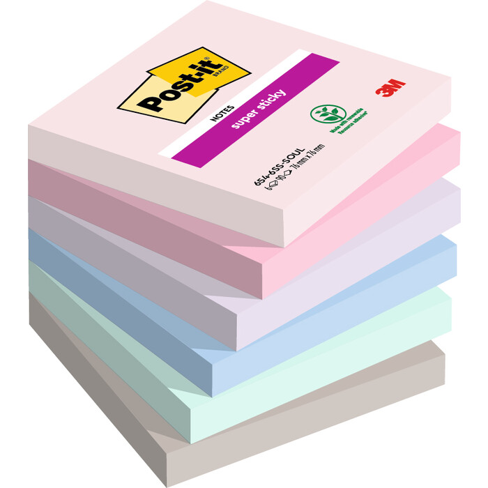 POST-IT Haftnotizen Super Sticky SoulfulCollection 76 x 76 mm 6 x 90 Blatt