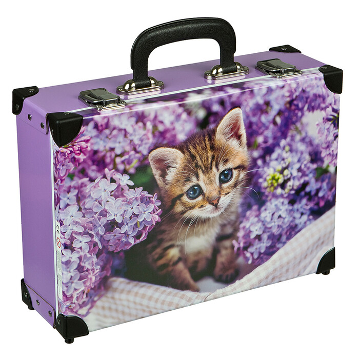 Handarbeitskoffer Katze 33 x 23 x 10 cm bunt