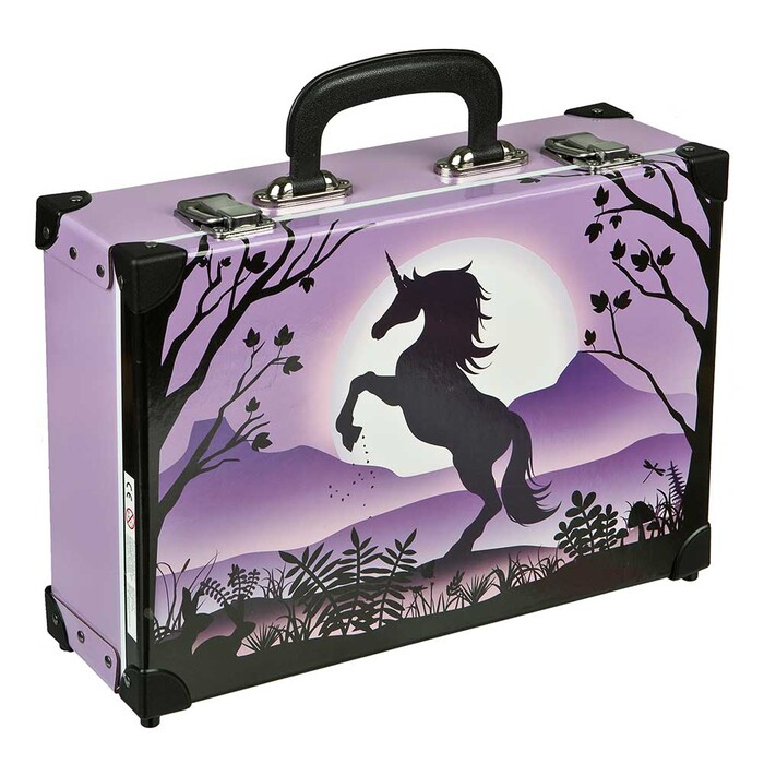 Handarbeitskoffer Einhorn 33 x 23 x 10 cm lila/schwarz