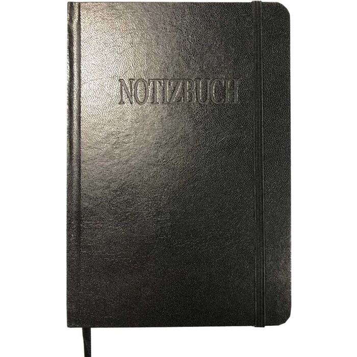 Notizbuch mit Gummiband und Lesezeichen A6 80 Blatt glatt schwarz