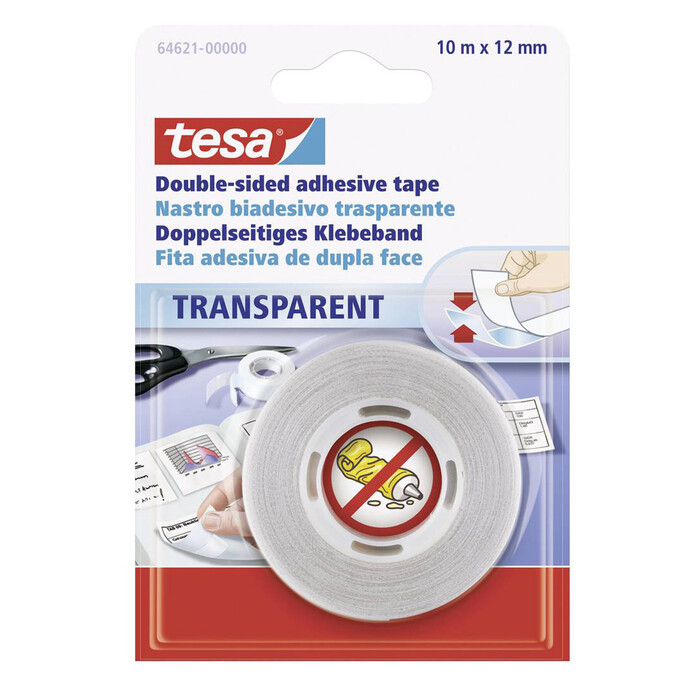 TESA doppelseitiges Klebeband, 10 m x 12 mm, transparent