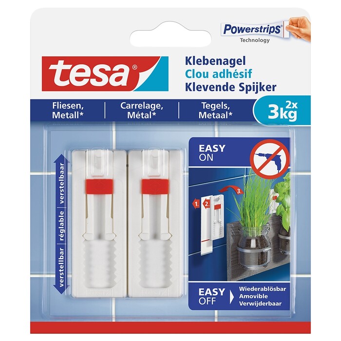 tesa Klebenagel für Fliesen und Metall, 3kg (verstellbar)