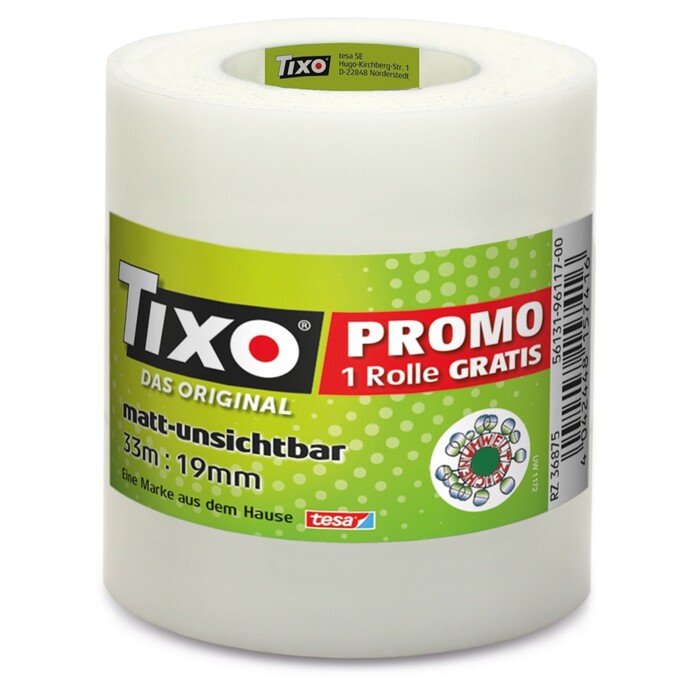 TIXO Klebefilm 33 m x 19 mm matt-unsichtbar 3 Stück