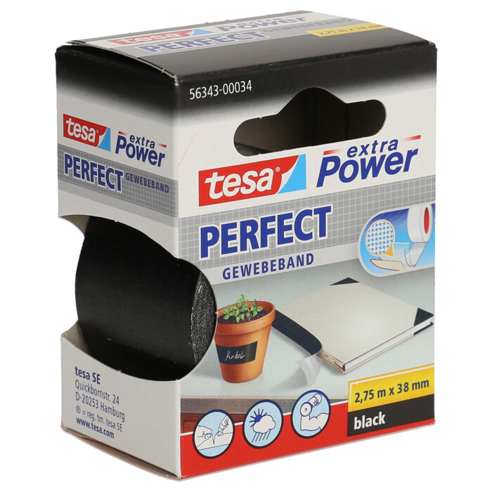 TESA Extra Power Perfect Gewebeband 2.75 m x 38 mm schwarz