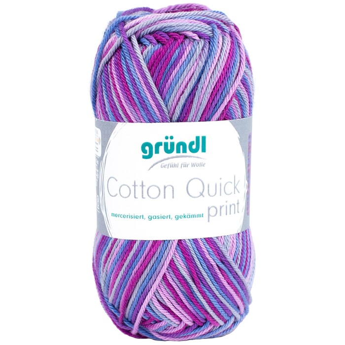 GRÜNDL Strickgarn Cotton Quick print, aubergine multicolor