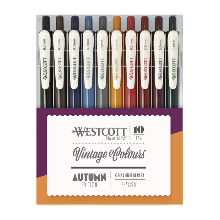 WESTCOTT Druckgelschreiber Vintage 10er Etui dunkle Farben