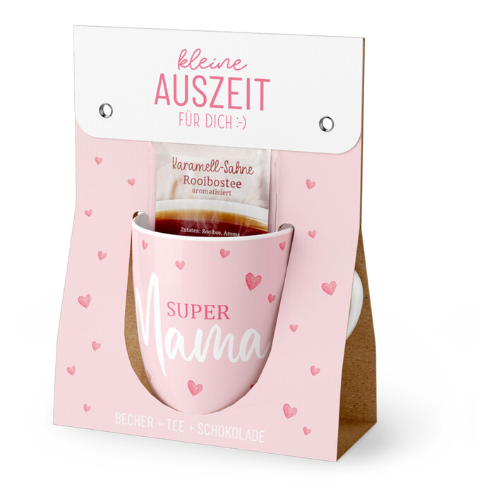 Geschenk-Set Supermama Becher, Tee & Schokolade